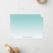Muntgroene Ombre Persoonlijk Geschenkartikelen Notitiekaartje (Voorkant / Achterkant in situ)