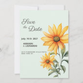 Muntgroene oranje gele zonnebloem Bewaar de datum Kaart (Voorkant)