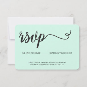 Muntgroene RSVP zonder te mailen Gereserveerde zit Kaartje