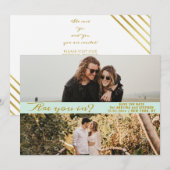 Muntgroene simpele script twee fotogalerij QR CODE Save The Date (Voorkant / Achterkant)