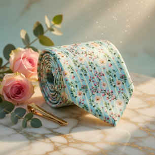 Muntgroene Wilde Bloem Stropdas