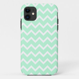 Muntgroene zigzag chevron strepen. iPhone 11 hoesje