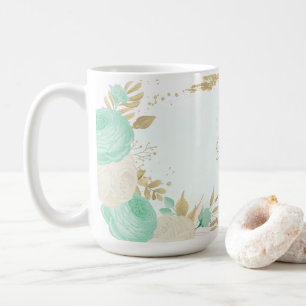 munttint groene witte bloemen gouden bloemstuk tro koffiemok