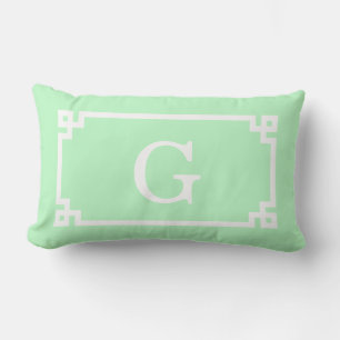 Muntwit Griekse Sleutel Frame #2 Initiële Monogram Kussen