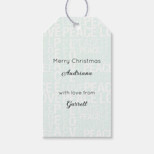 Muntwit Vrede Liefde Kerstmis Cadeaulabel (Voorkant)