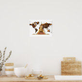 Mur Art Plan du monde avec Pharaon design Poster (Cuisine)