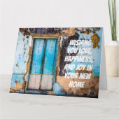 Mur bleu et porte nouvelle carte de félicitations (Devant)