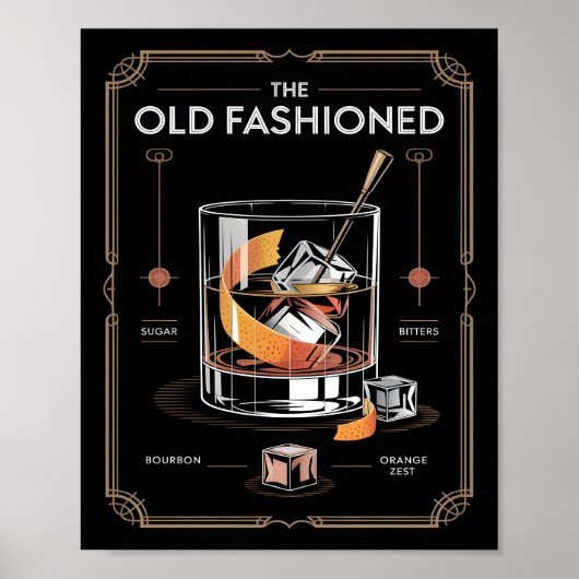 Mur d'Art Déco pour Cocktail Old Fashioned (Devant)