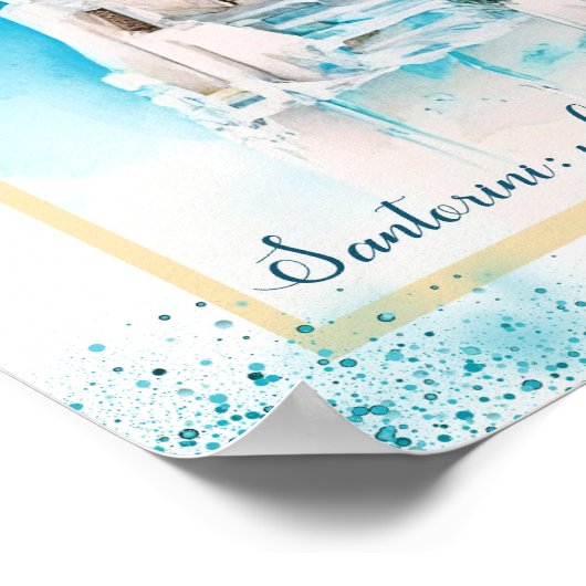 Mur de Santorin. Affiche grecque. Chauffage domest (Coin)