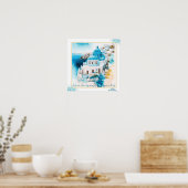 Mur de Santorin. Affiche grecque. Chauffage domest (Cuisine)