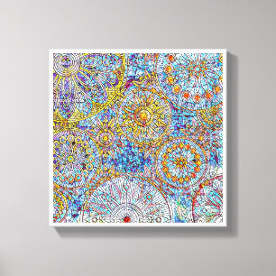 Mur en toile bleu et jaune Art 12 po x 12 po, 1,5 