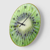 Mur Kiwi vert Horloge avec chiffres (Angle)