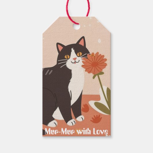 Mur-Mur with Love Custom Cute Happy Cat Cadeaulabel (Voorkant)