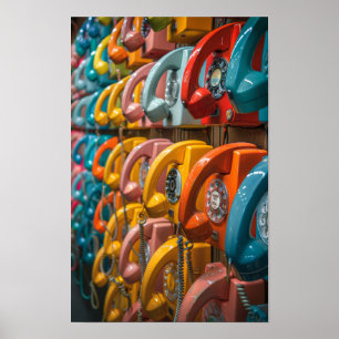 Mur vintage de téléphones AR 916 Stylisé Poster
