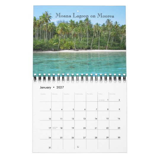 Mural 2009 calendrier du Tahiti - petit 7x11 (Jan 2027)