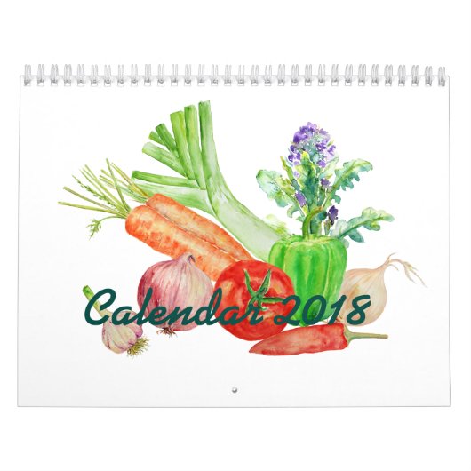 Mural 2018 deux légumes d'aquarelle de calendrier de (Protection)
