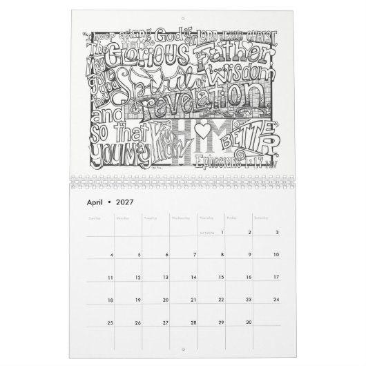Mural 2018 écritures saintes de coloration de CALENDRIER (Apr 2027)
