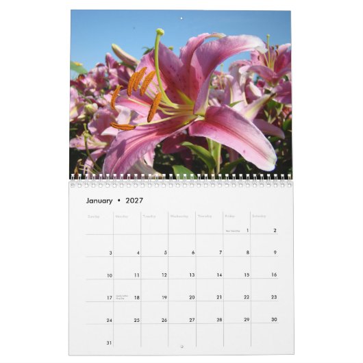 Mural AMIS ! Calendrier Lys Fleurs Cadeaux de Noël (Jan 2027)
