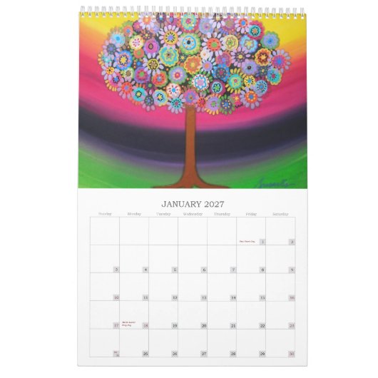 MURAL ARBRE DE PRISARTS DU CALENDRIER 2012 DE PEINTURES (Jan 2027)
