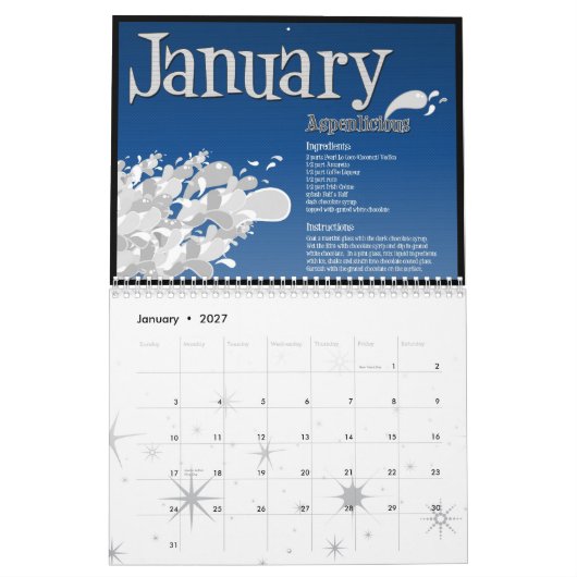 Mural Boisson 2009 du calendrier de mois (Jan 2027)