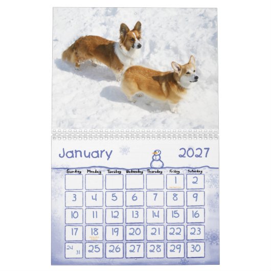 Mural Calendrier 2009 de corgi de Gallois (Jan 2027)