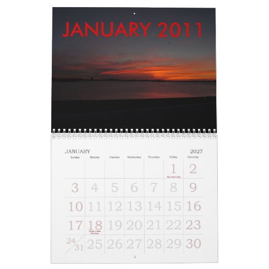 MURAL CALENDRIER 2011 DES IMAGES DE LEVER DE SOLEIL (Jan 2027)