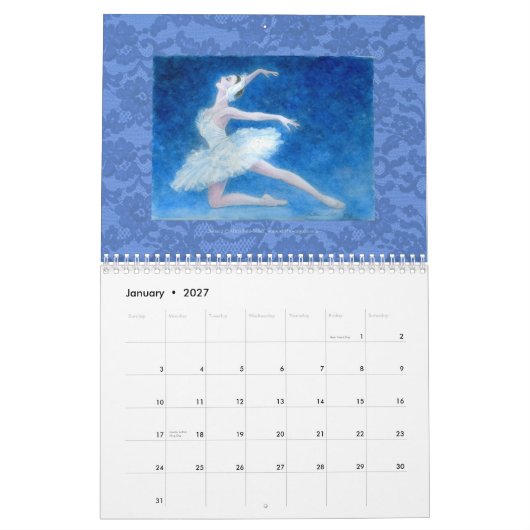 Mural Calendrier 2013 d'art de ballet (Jan 2027)