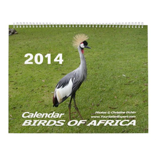 Mural Calendrier 2014 DES OISEAUX D'AFRIQUE (Deux pages) (Protection)