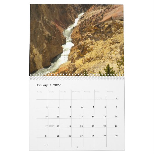 Mural Calendrier 2015 de parc national de Yellowstone (Jan 2027)