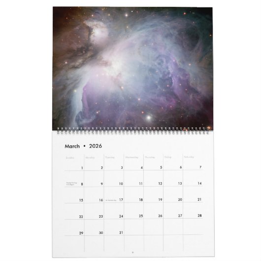 Mural Calendrier 2017 de l'espace (Mar 2026)