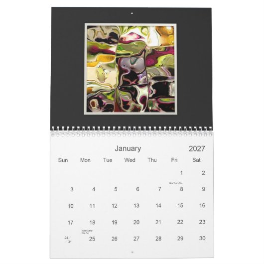 Mural Calendrier abstrait 2012 de collection d'ArtSylvia (Jan 2027)