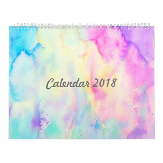 Mural Calendrier abstrait de paysage d'aquarelle, grand (Protection)