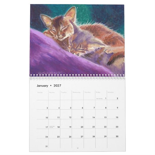 Mural Calendrier abyssinien et somalien des chats 2015 (Jan 2027)