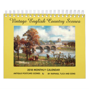 Mural Calendrier anglais vintage des scènes 2018 de pay