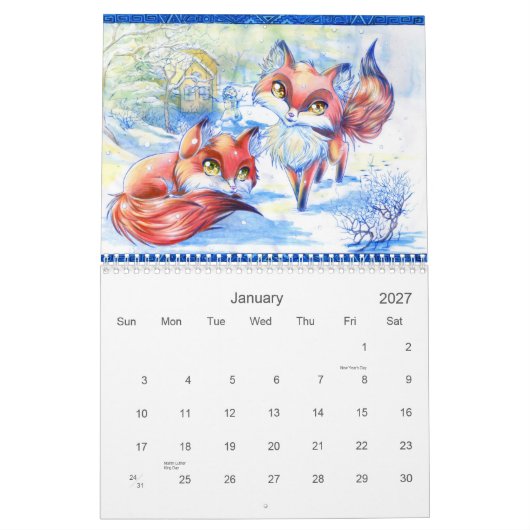 Mural Calendrier animal mignon 2013 d'art (Jan 2027)