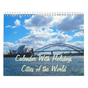 Mural Calendrier Avec Vacances - Villes du Monde