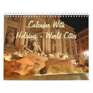 Mural Calendrier Avec Vacances - Villes Mondiales