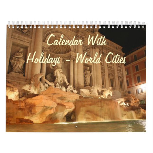 Mural Calendrier Avec Vacances - Villes Mondiales (Protection)
