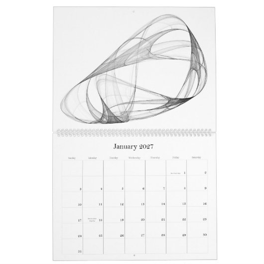 Mural Calendrier chaotique d'Attractor (Jan 2027)