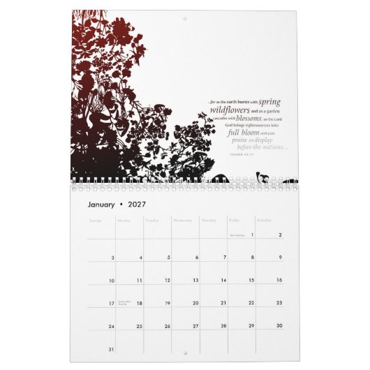 Mural Calendrier contemporain d'art d'écriture sainte (Jan 2027)