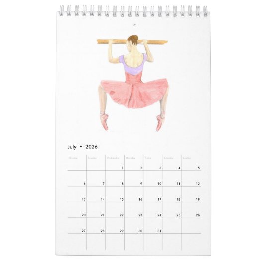 Mural Calendrier d'art de ballet (Jul 2026)