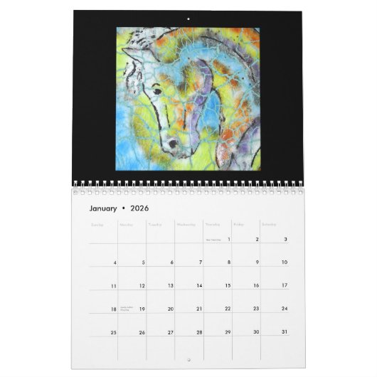 Mural Calendrier d'art de cheval (Jan 2026)
