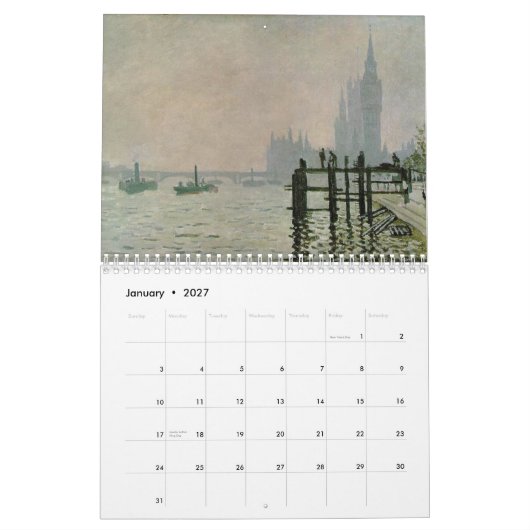 Mural Calendrier d'art français Monet 2015 (Jan 2027)