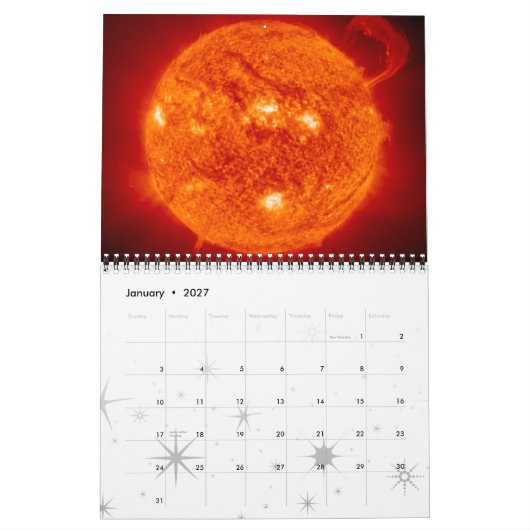 Mural Calendrier d'astronomie d'espace du système (Jan 2027)