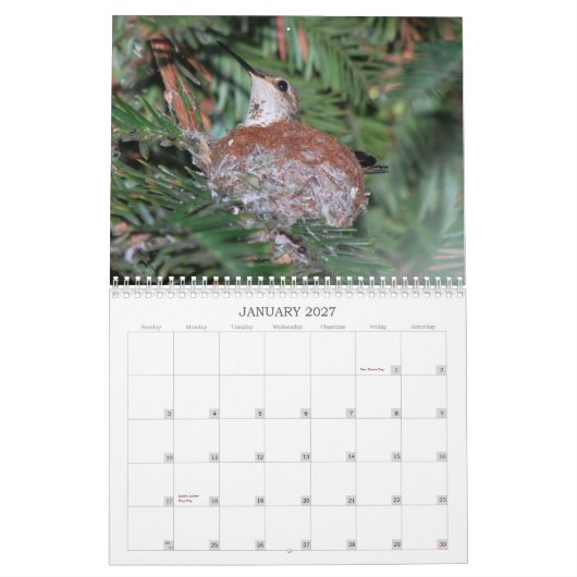 Mural Calendrier de 2015 colibris (Jan 2027)