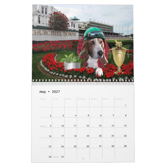 Mural Calendrier de Basset Hound (Mai 2027)