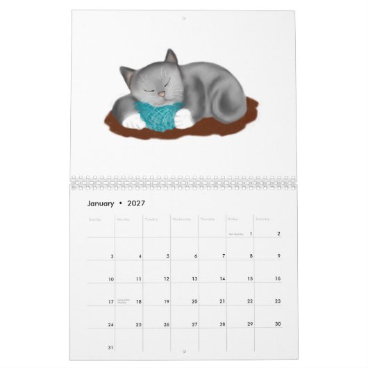 Mural Calendrier de boules et de chatons de fil (Jan 2027)