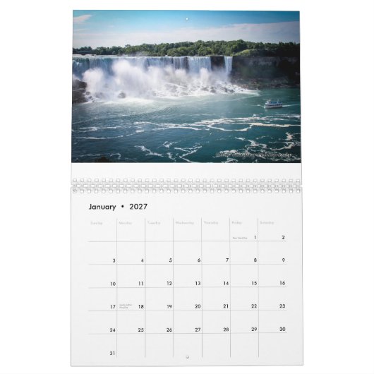 Mural Calendrier de chutes du Niagara imprimé par (Jan 2027)