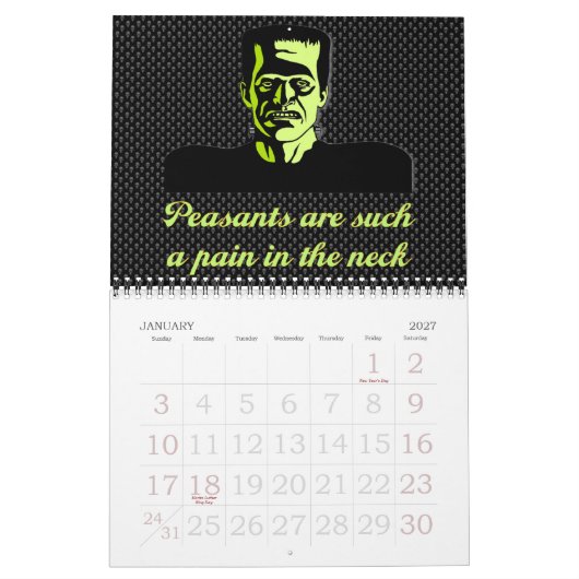 Mural calendrier de dix-huit mois de Halloween (Jan 2027)