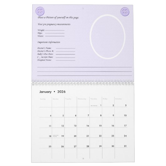 Mural Calendrier de grossesse (Jan 2026)